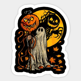 Funny Halloween Pumpkin Ghost Costume Autumn Leaves Cute Sticker